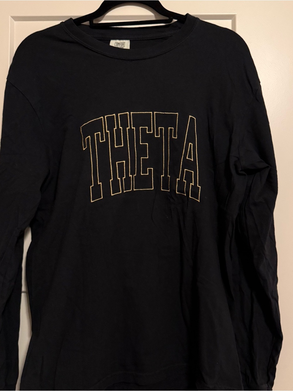 Black Long Sleeve Tee with THETA Embroidered